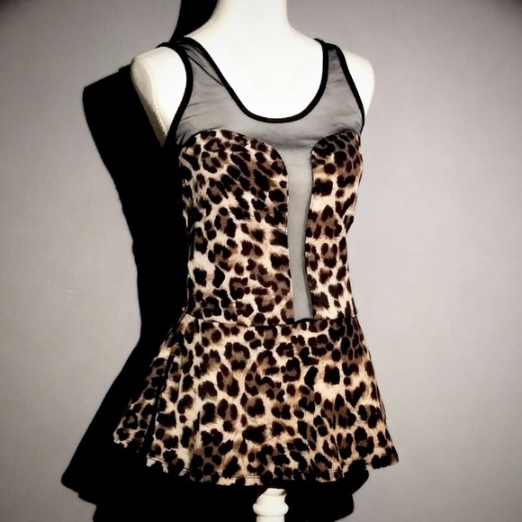 Love J USA Tops - Love J Vintage Leopard Print Peplum Top